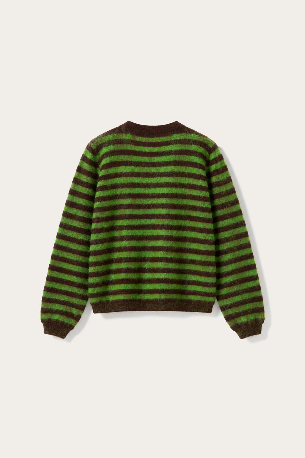 N-Mertice Knit Cardigan Brown Green Stripe