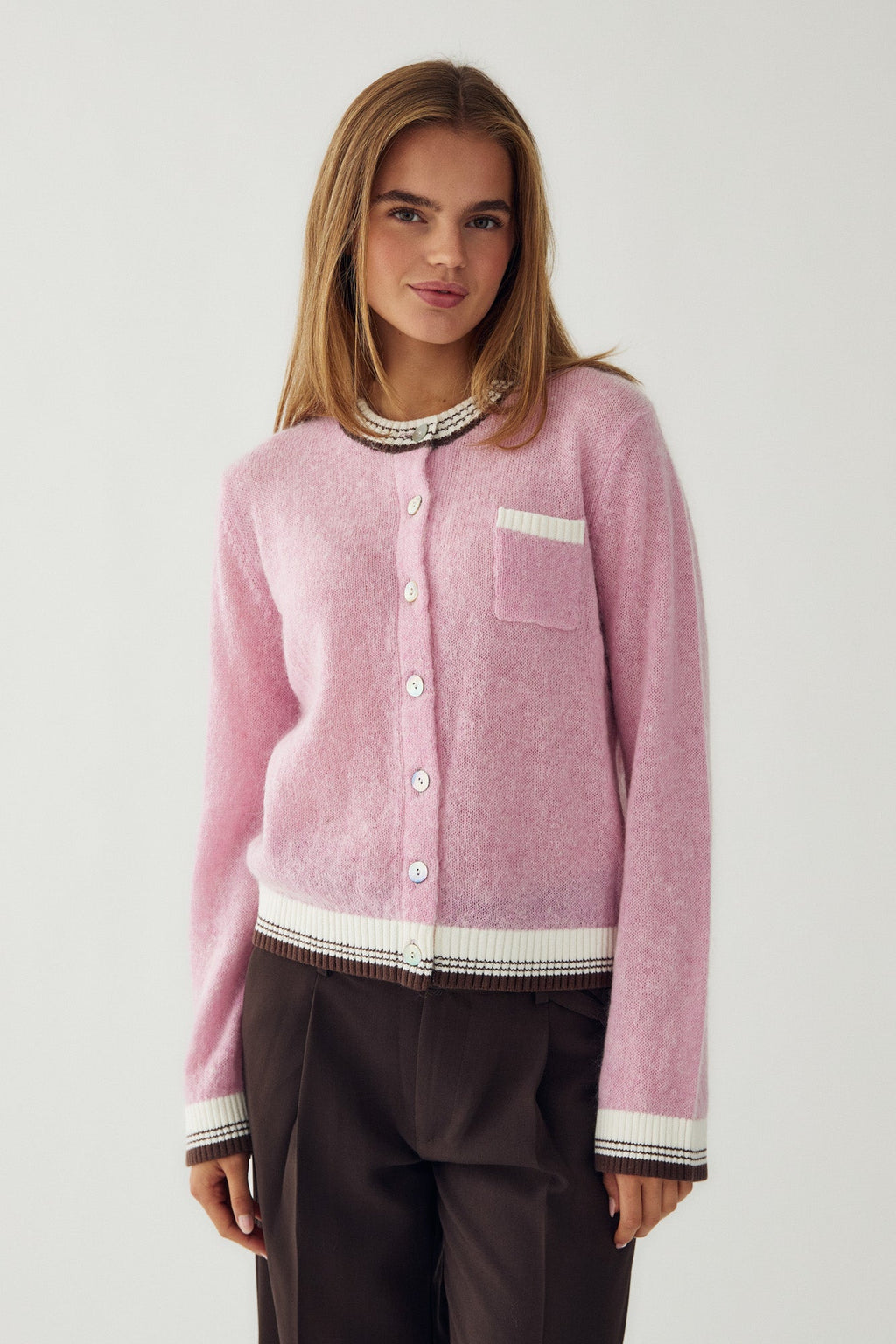 N-Nattie Knit Cardigan Blush Brown