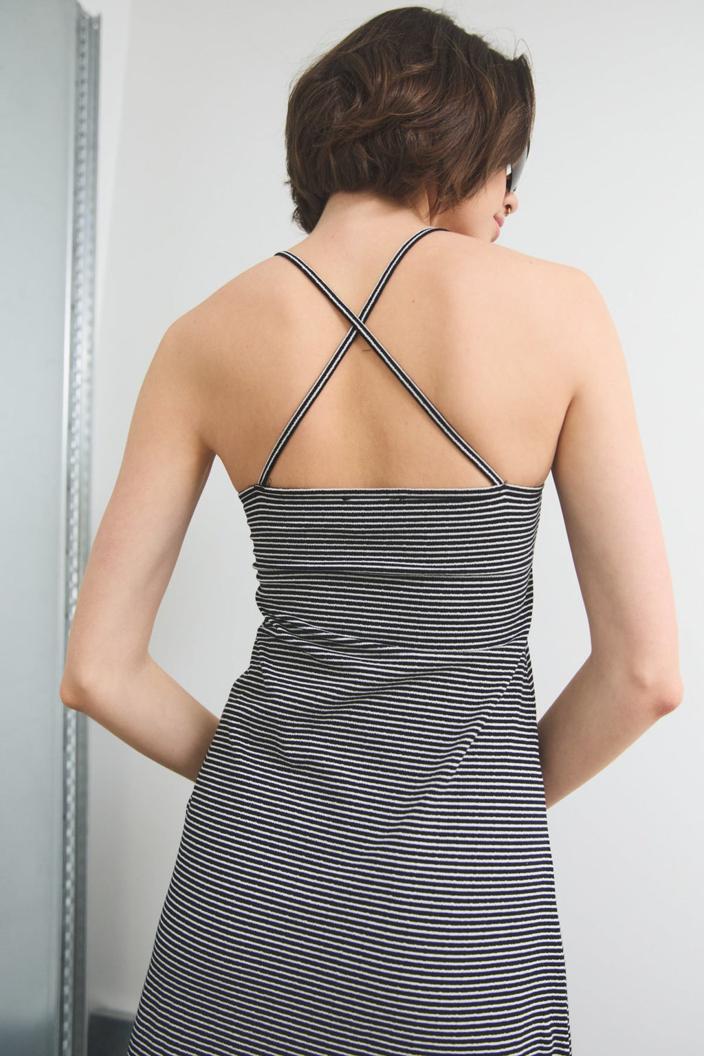 Reina Dress Black/White Stripe