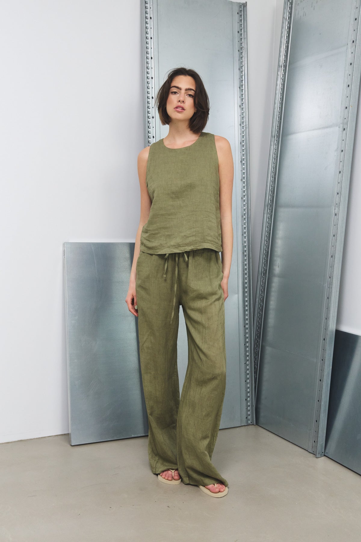 Samira Linen Pants Khaki