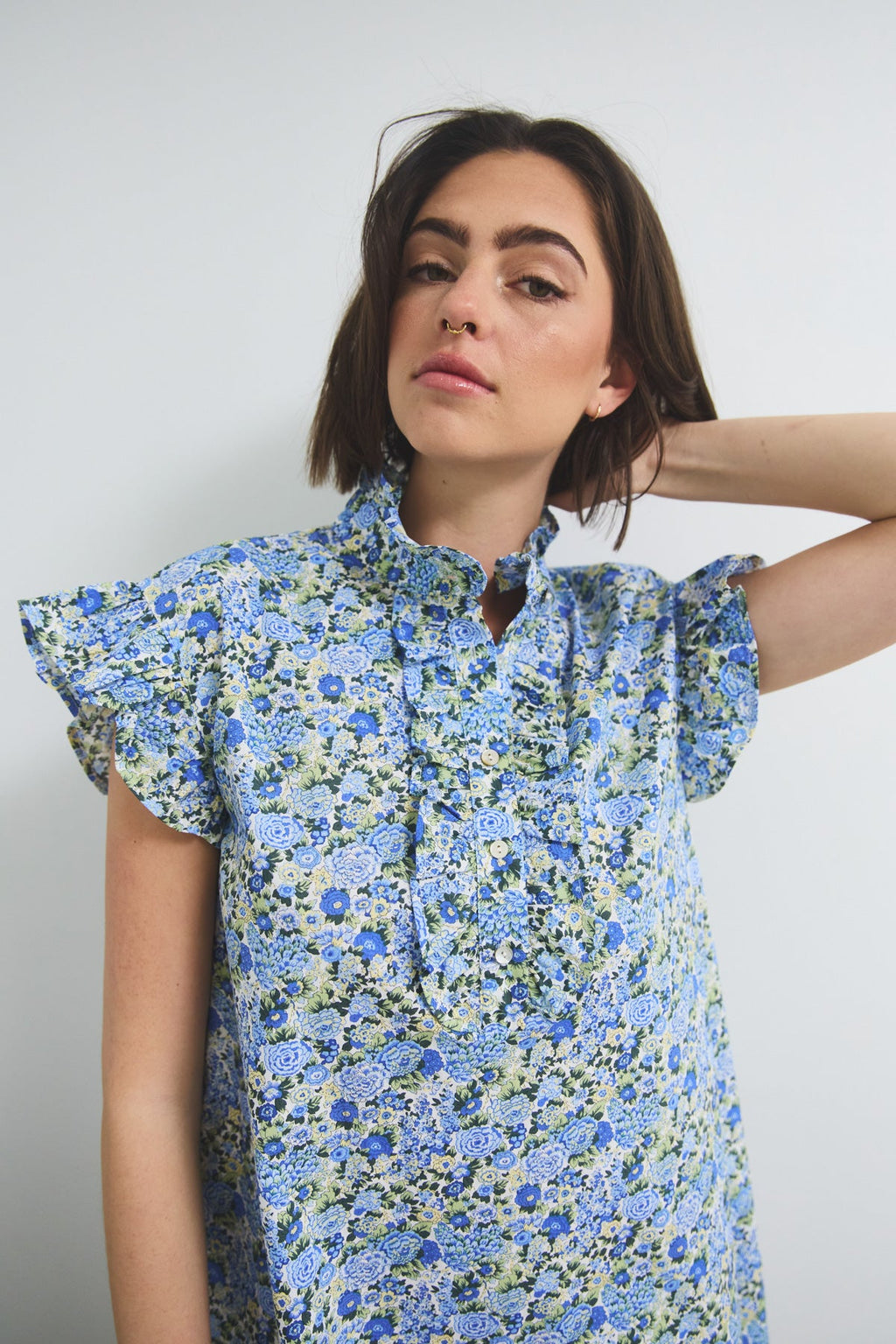 Sally Dress Blue/Yellow Flower